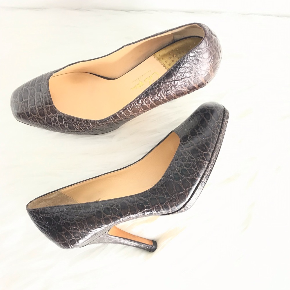 Cole Haan Nike Air Chocolate Croc Embossed Heels